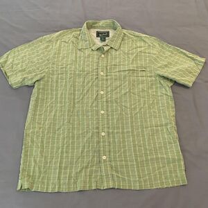 Woolrich Shirt Mens XL Green Plaid Button Down Outdoor Short Sleeve Lightweight